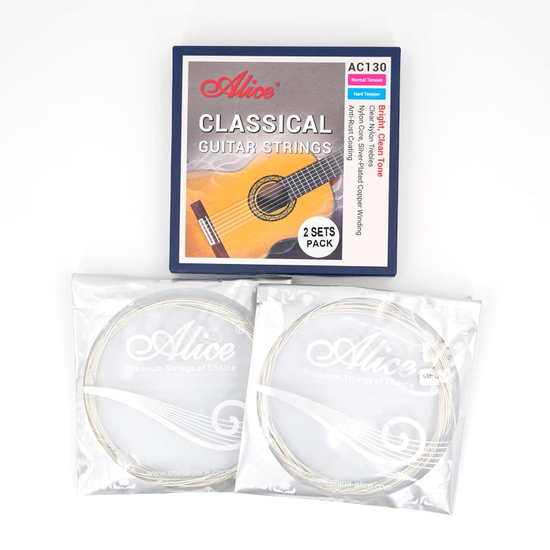 Alice Classical Guitar Strings, Alice 2 Set Classic Guitar 6 Strings Clear Nylon Normal Tension 28-43 Gauge with Anti-Rust Coating, Silver Plated Wrap (AC130) - Image 3